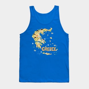 Greece illustrated map Tank Top